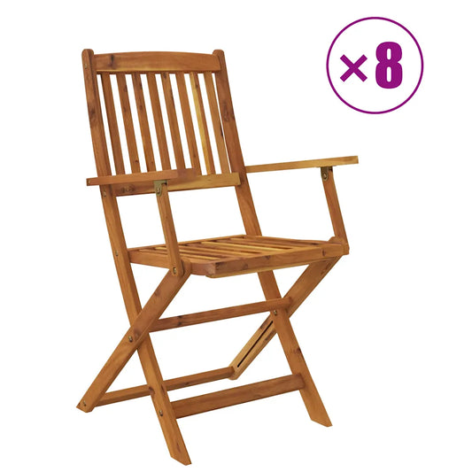 Set mobilier de exterior pliabil, 9 piese, lemn masiv de acacia