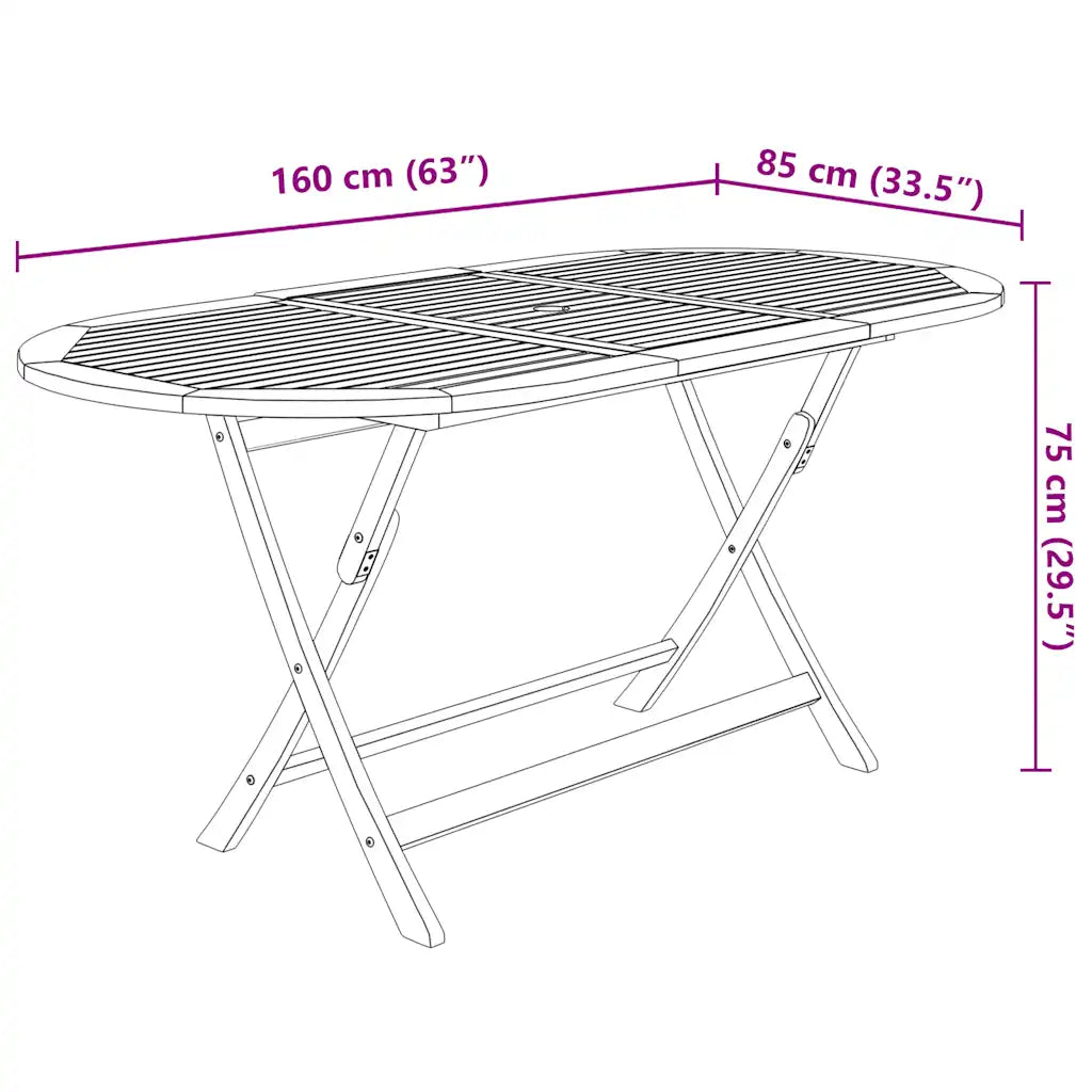 Set mobilier de exterior pliabil, 9 piese, lemn masiv de acacia