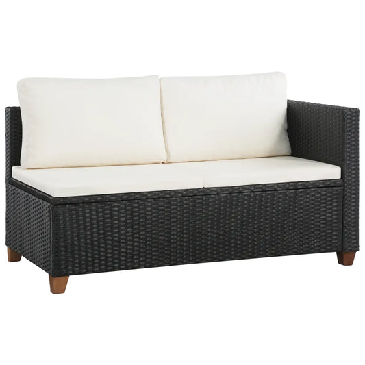 Set mobilier de grădină cu perne, 4 piese, negru, poliratan