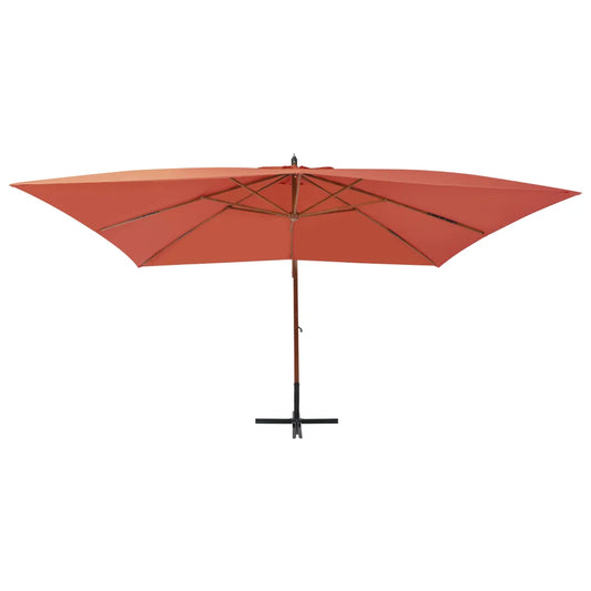 Umbrelă în consolă cu stâlp din lemn, cărămiziu, 400x300 cm