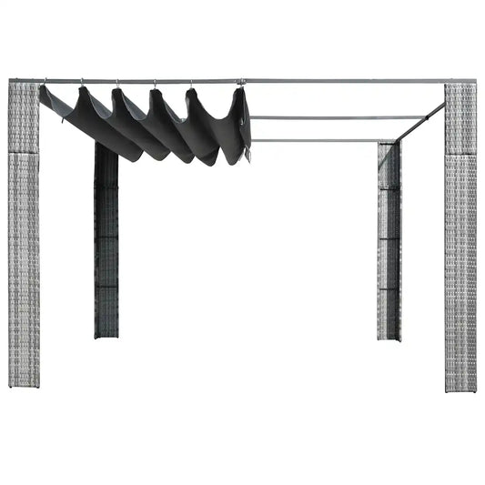 Pavilion cu acoperiș, gri/antracit, 300x300x220 cm, poliratan