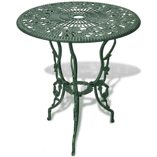 Set mobilier de bistro, 3 piese, verde, aluminiu turnat