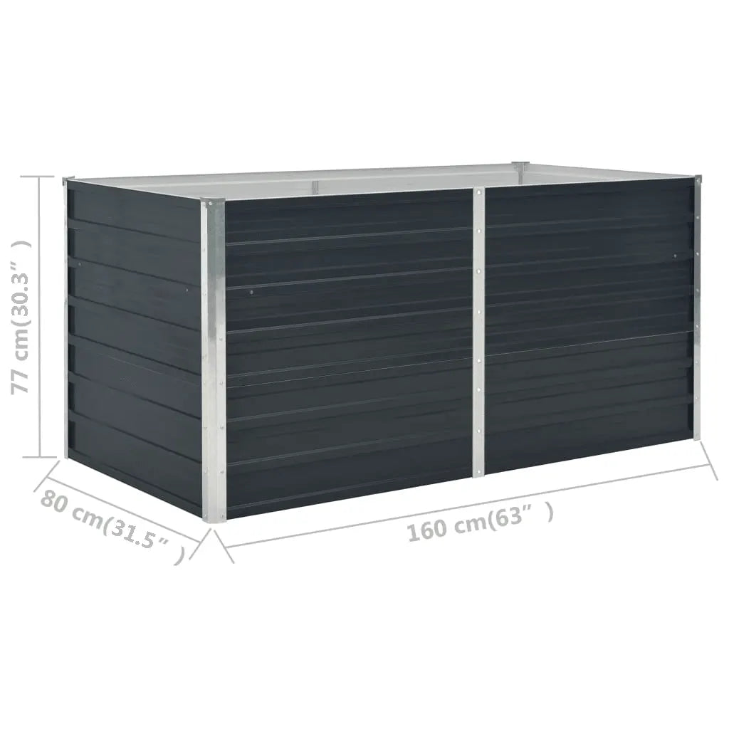 Strat înălțat de grădină antracit 160x80x77 cm oțel galvanizat