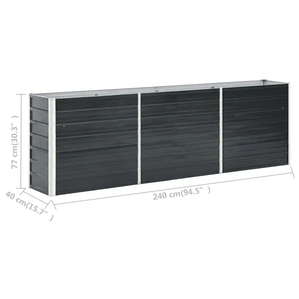 Strat înălțat de grădină antracit 240x40x77 cm oțel galvanizat