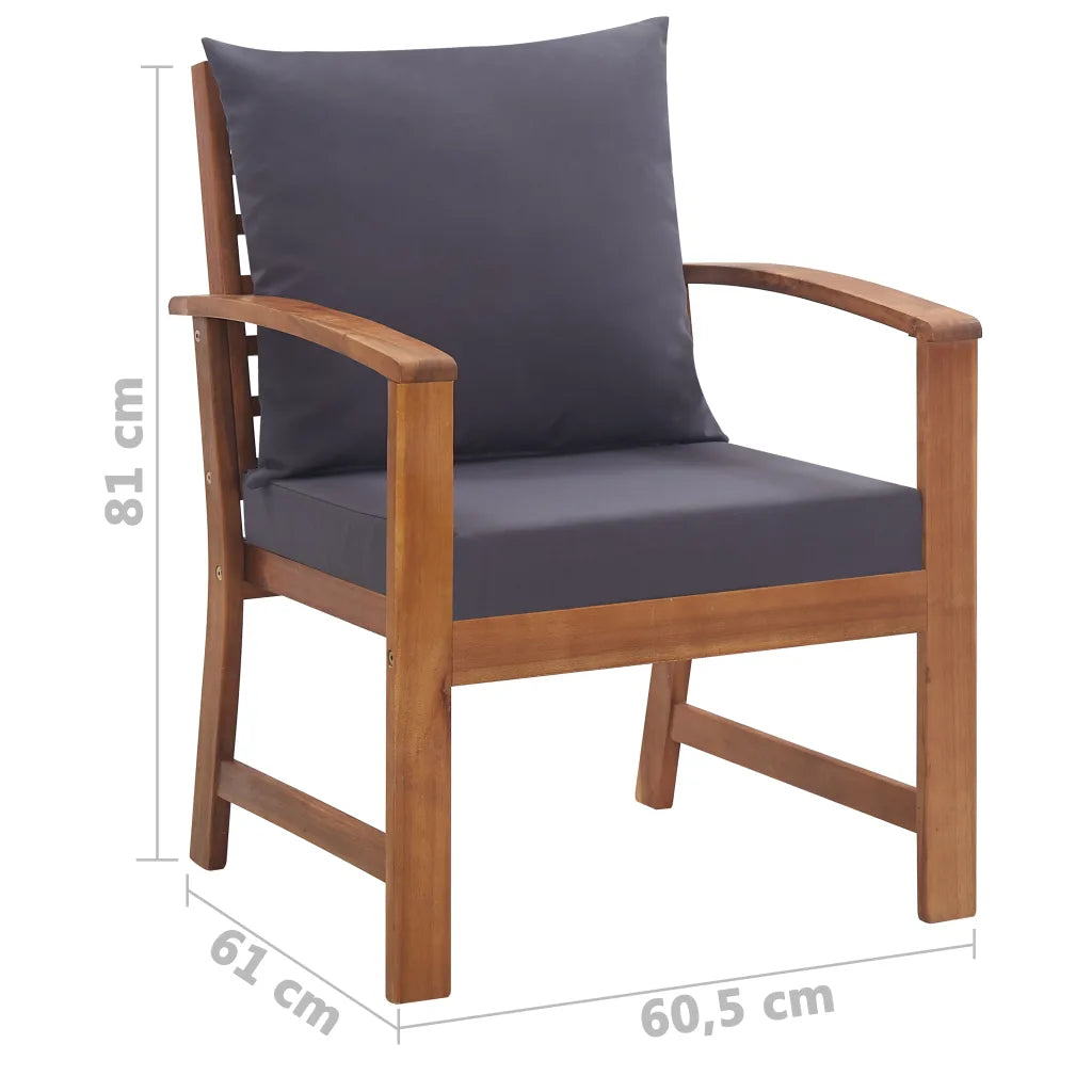 Set mobilier de grădină cu perne, 4 piese, lemn masiv de acacia