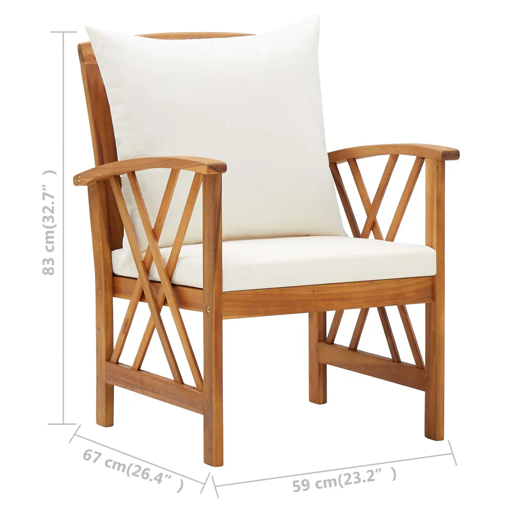 Set mobilier de grădină cu perne, 4 piese, lemn masiv de acacia