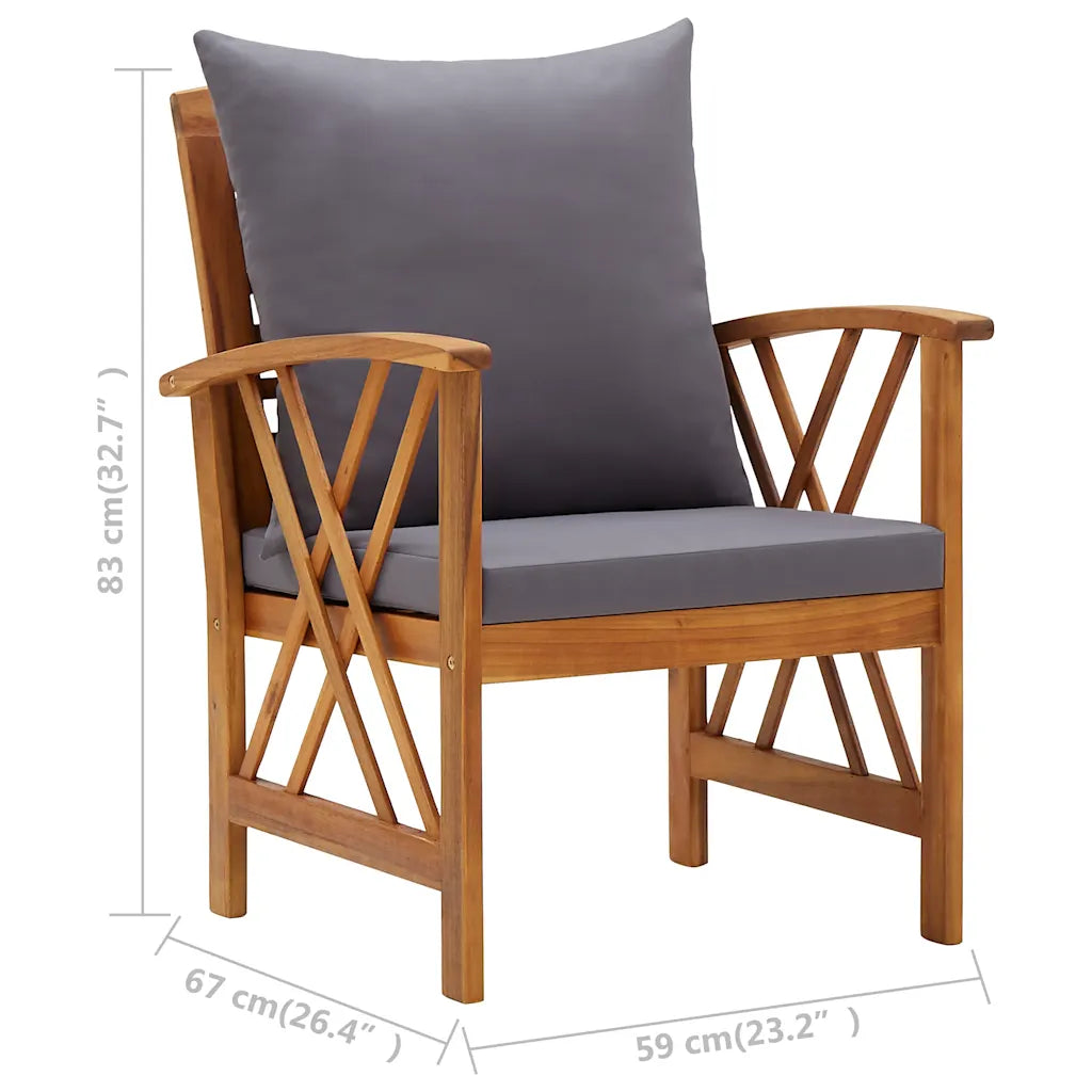 Set mobilier de grădină cu perne, 4 piese, lemn masiv de acacia