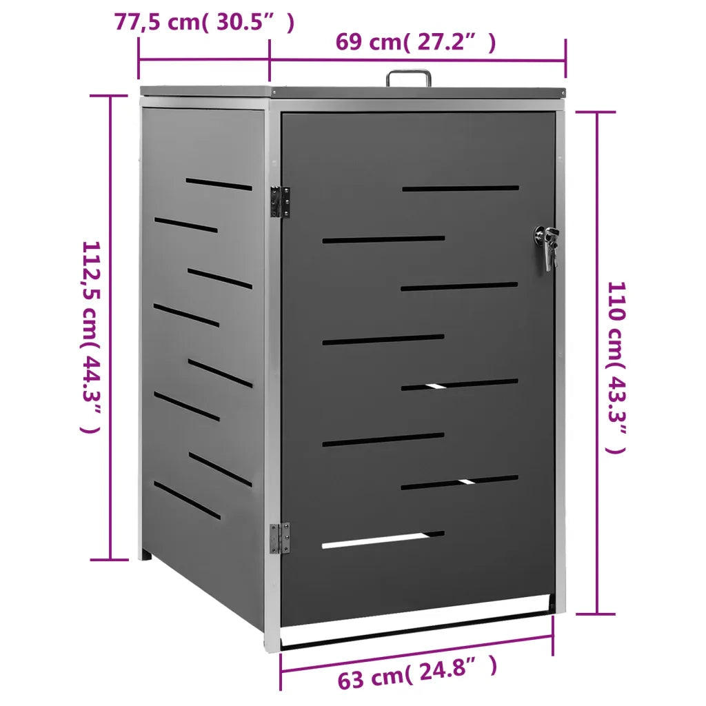 Magazie pentru pubelă unică, 69x77,5x112,5 cm, oțel inoxidabil