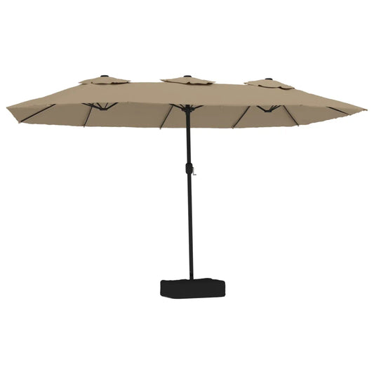 Umbrelă soare cu două capete cu LED-uri, gri taupe, 449x265 cm