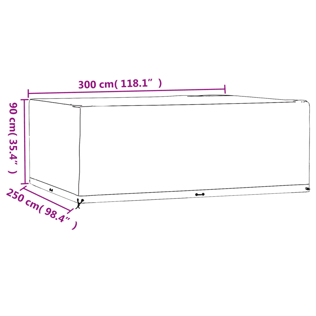 Husă pentru mobilier grădină, 16 ocheți, 300x250x90 cm, pătrat