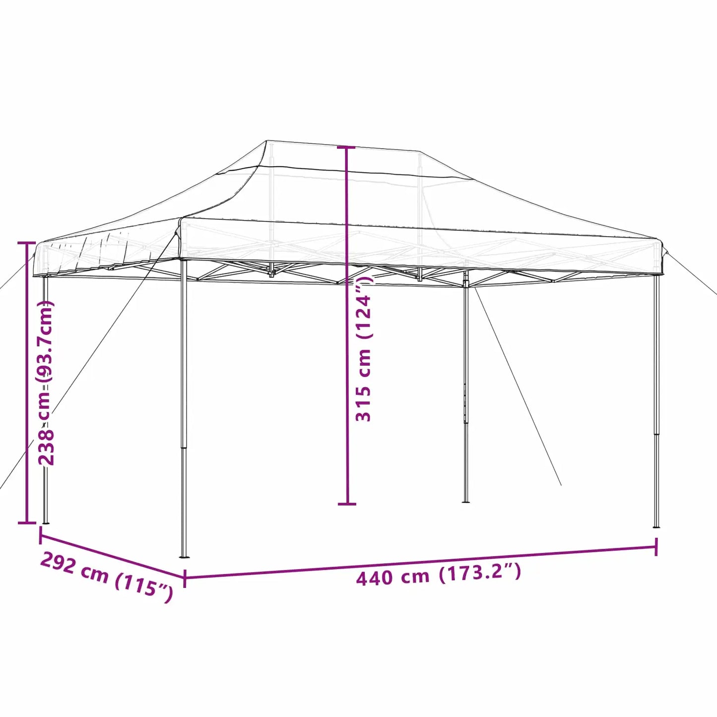 Cort de petrecere pliabil Pop-Up, taupe, 440x292x315 cm