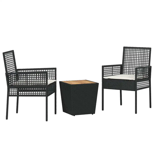 Set Bistro de Grădină 3 pcs Negru poliratan