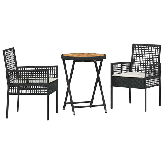 Set Bistro de Grădină 3 pcs Negru poliratan