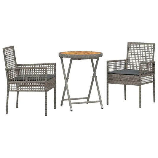 Set Bistro de Grădină 3 pcs Gri poliratan