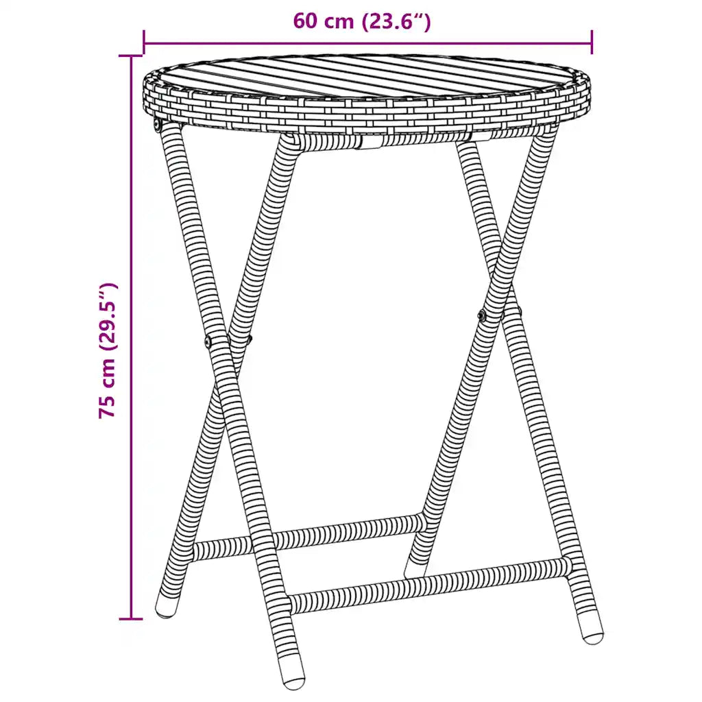 Set Bistro de Grădină 3 pcs Gri poliratan
