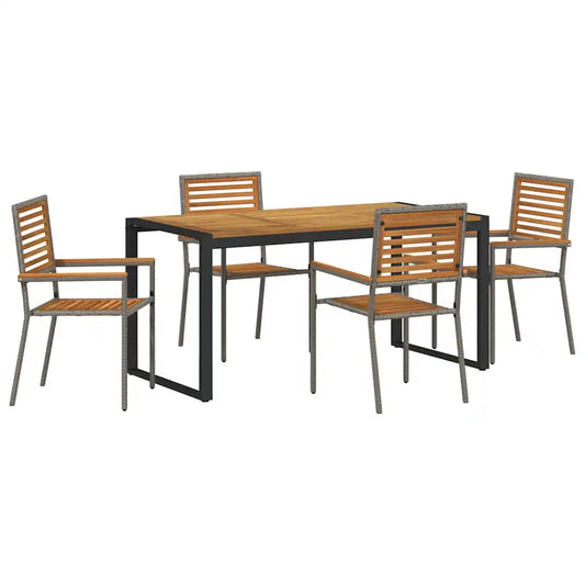 Set de masă pentru grădină 5 pcs Gri și Brown poliratan