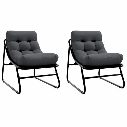 Mobilier de grădină cu pernă 2 pcs Negru 60,5 x 81 x 71 cm