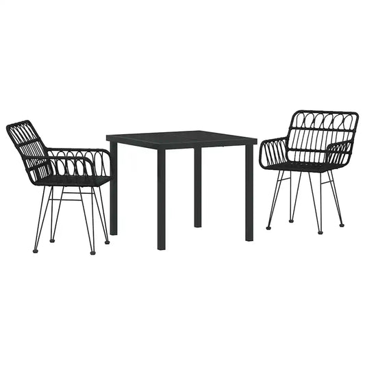 Set de masă pentru grădină 3 pcs Negru