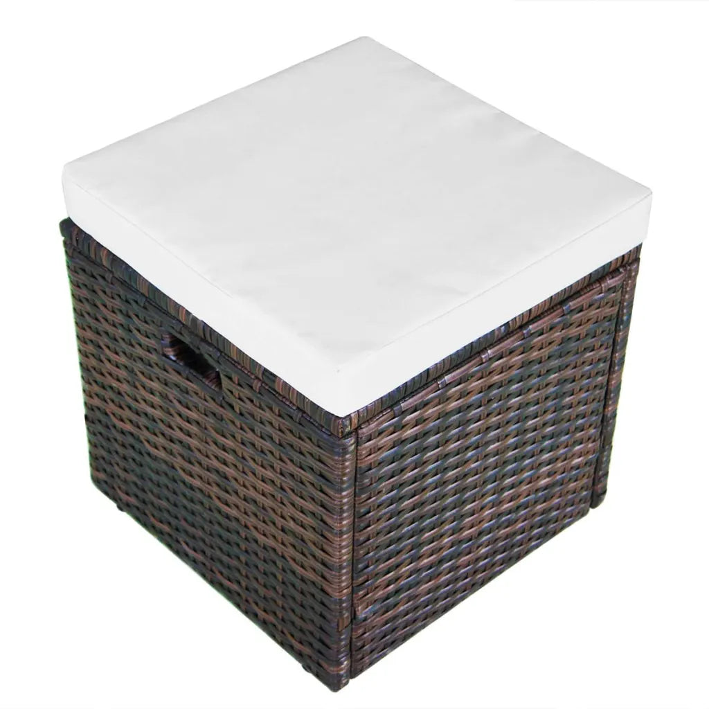 Set mobilier de grădină cu perne, 4 piese, maro, poliratan