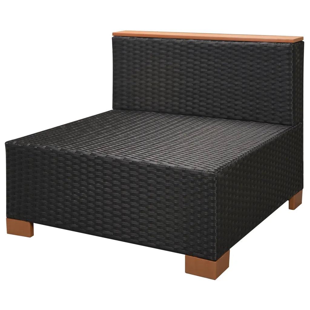 Set mobilier de grădină cu perne, 7 piese, negru, poliratan
