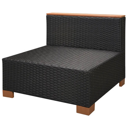 Set mobilier de grădină cu perne, 7 piese, negru, poliratan