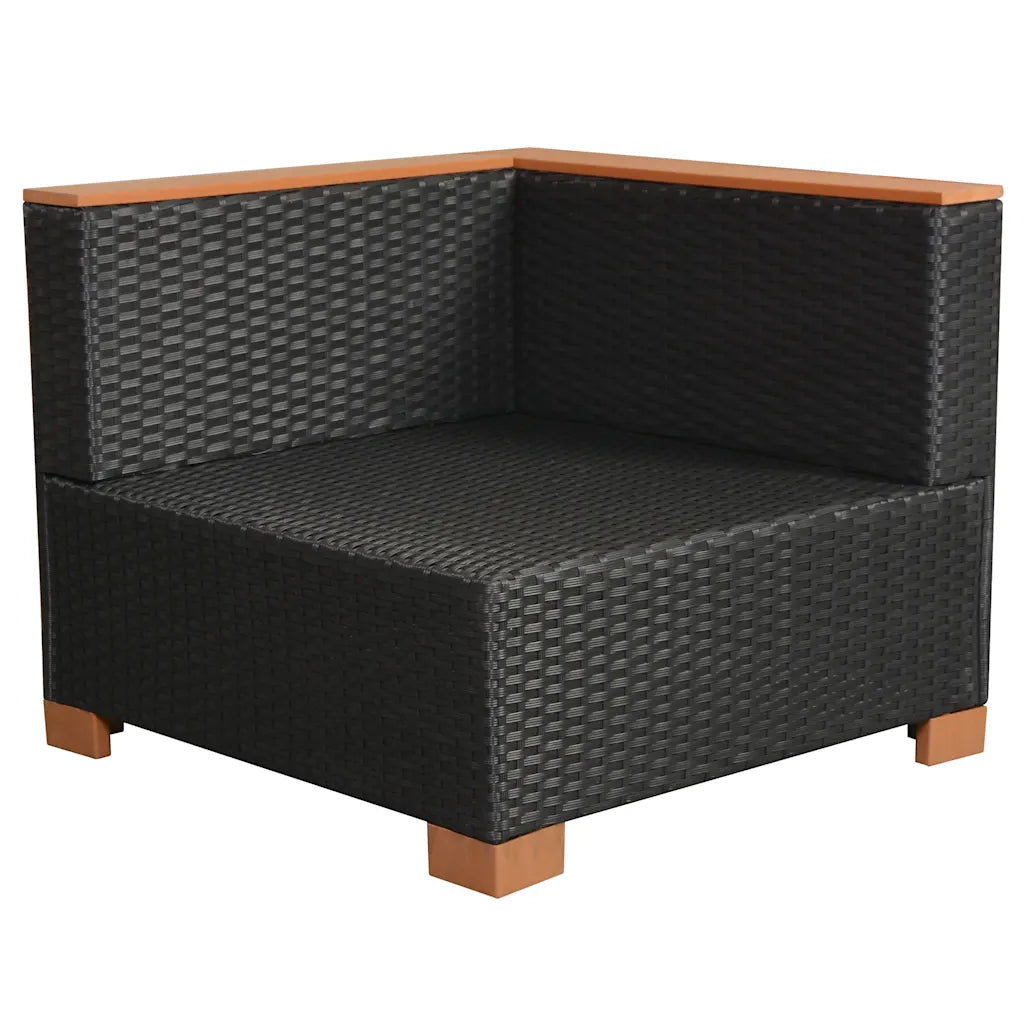Set mobilier de grădină cu perne, 7 piese, negru, poliratan