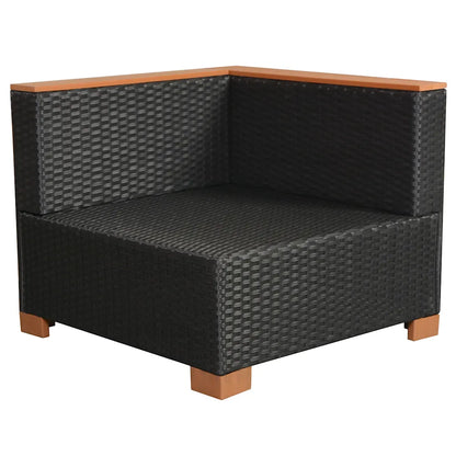 Set mobilier de grădină cu perne, 7 piese, negru, poliratan