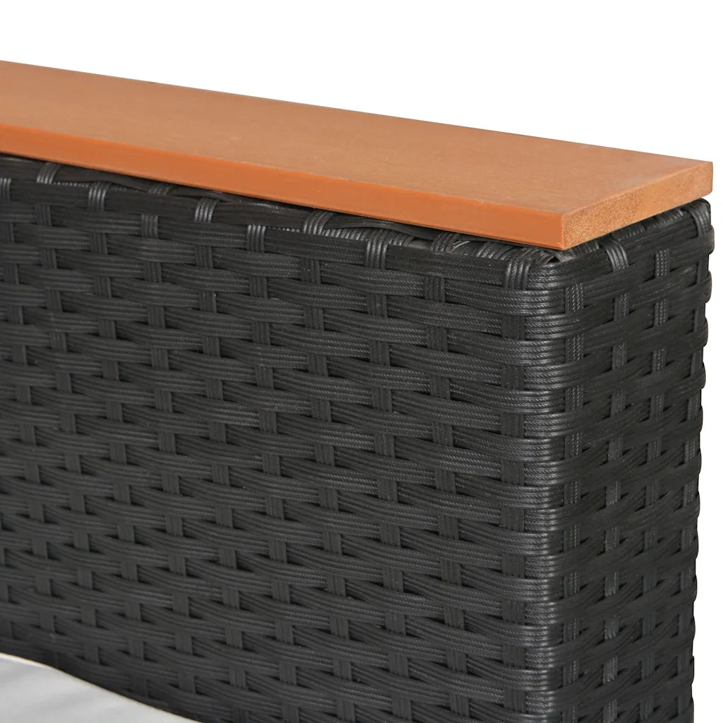 Set mobilier de grădină cu perne, 7 piese, negru, poliratan
