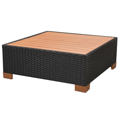 Set mobilier de grădină cu perne, 7 piese, negru, poliratan