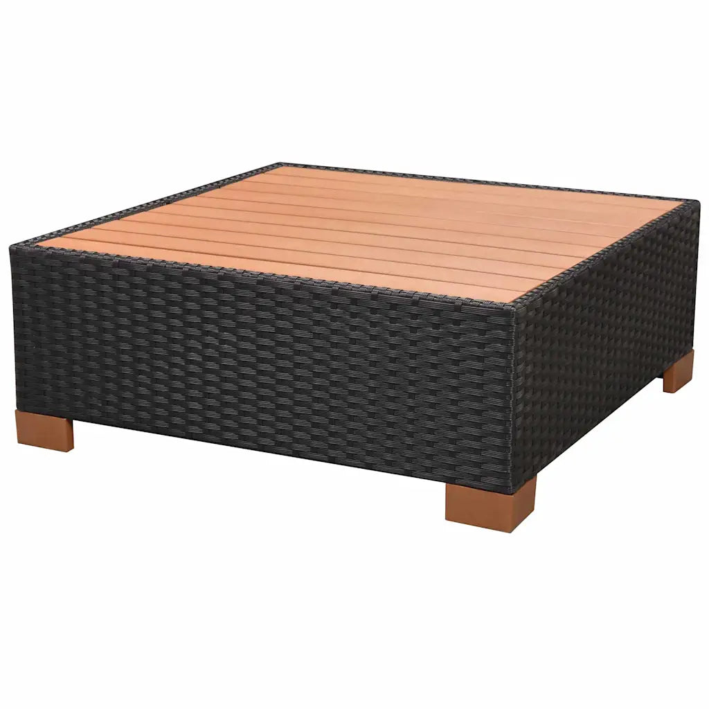 Set mobilier de grădină cu perne, 9 piese, negru, poliratan