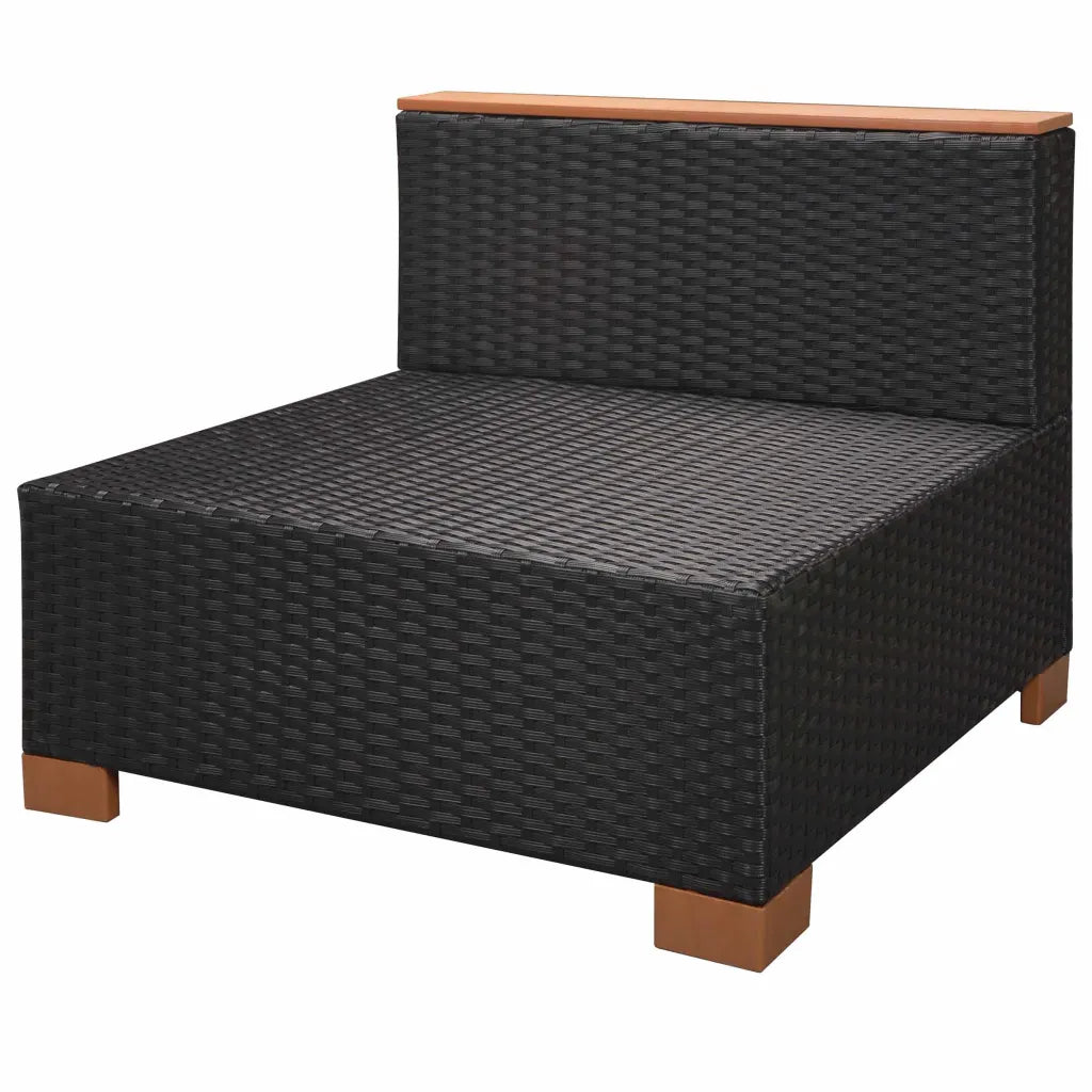 Set mobilier de grădină cu perne, 9 piese, negru, poliratan