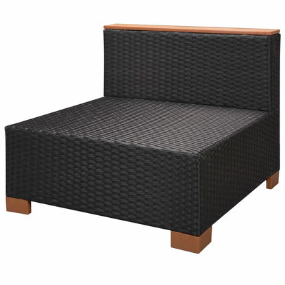 Set mobilier de grădină cu perne, 9 piese, negru, poliratan
