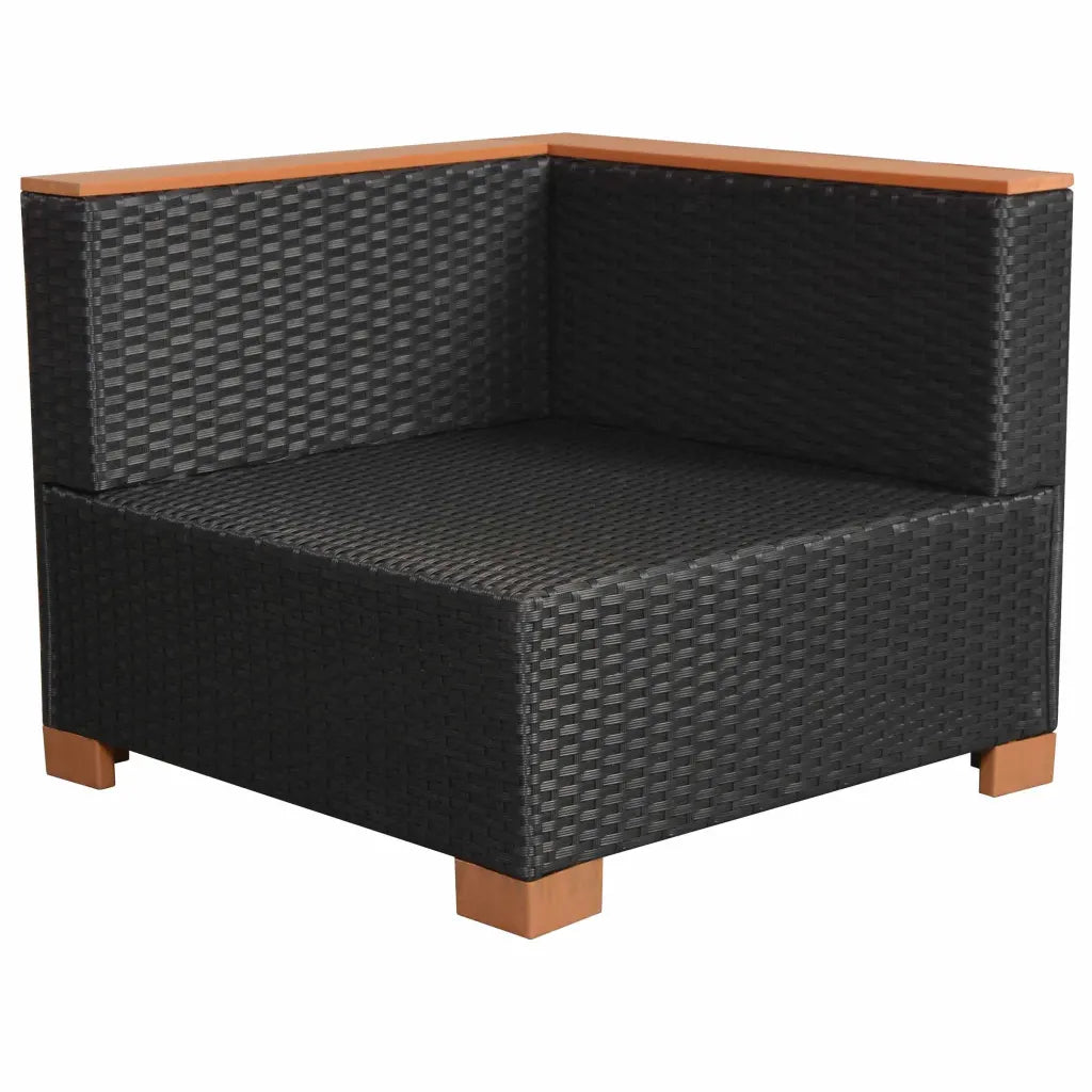 Set mobilier de grădină cu perne, 9 piese, negru, poliratan