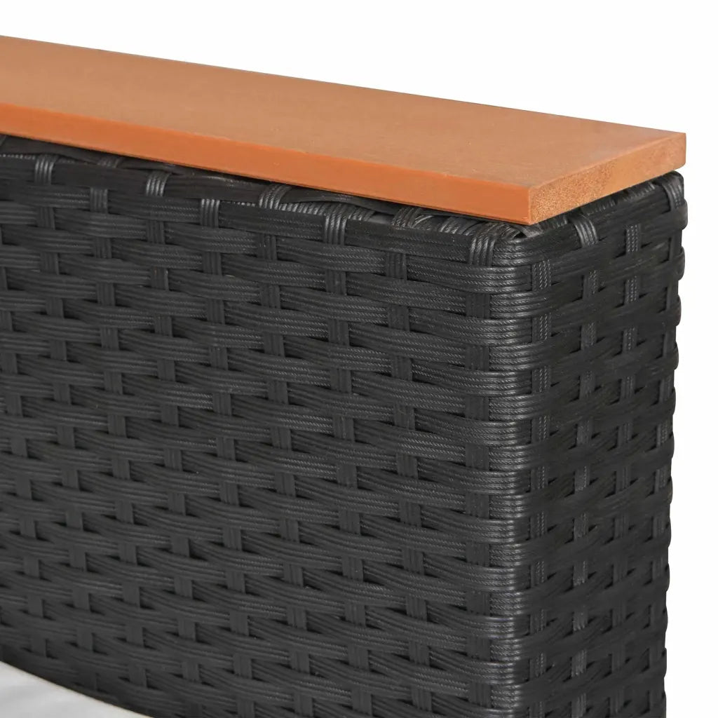 Set mobilier de grădină cu perne, 9 piese, negru, poliratan