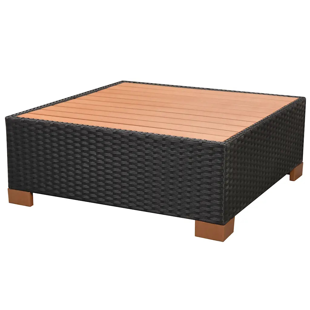 Set mobilier de grădină cu perne, 6 piese, negru, poliratan