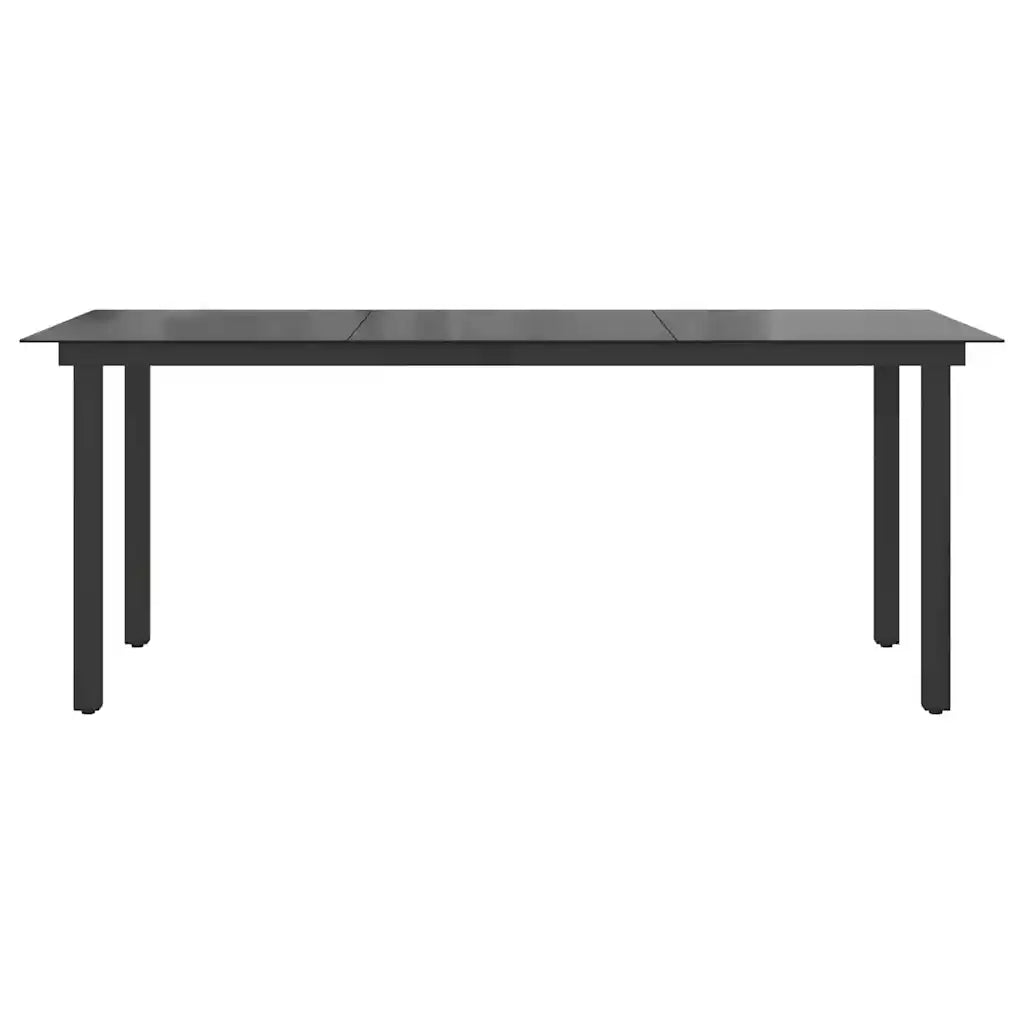Masă de grădină, negru, 190 x 90 x 74 cm, aluminiu și sticlă