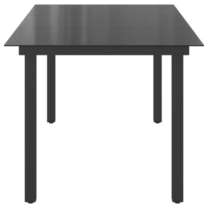 Masă de grădină, negru, 190 x 90 x 74 cm, aluminiu și sticlă
