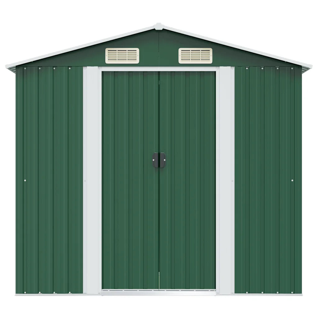 Magazie metalică de grădină, 204 x 132 x 186 cm, verde