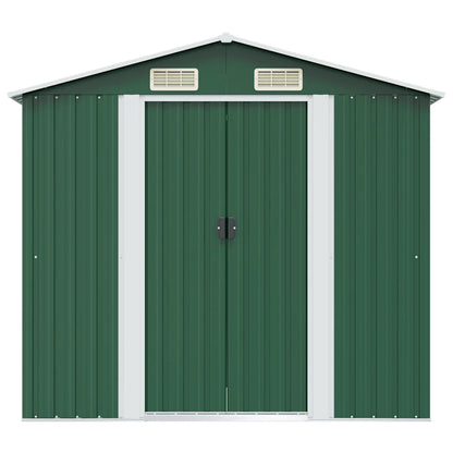 Magazie metalică de grădină, 204 x 132 x 186 cm, verde