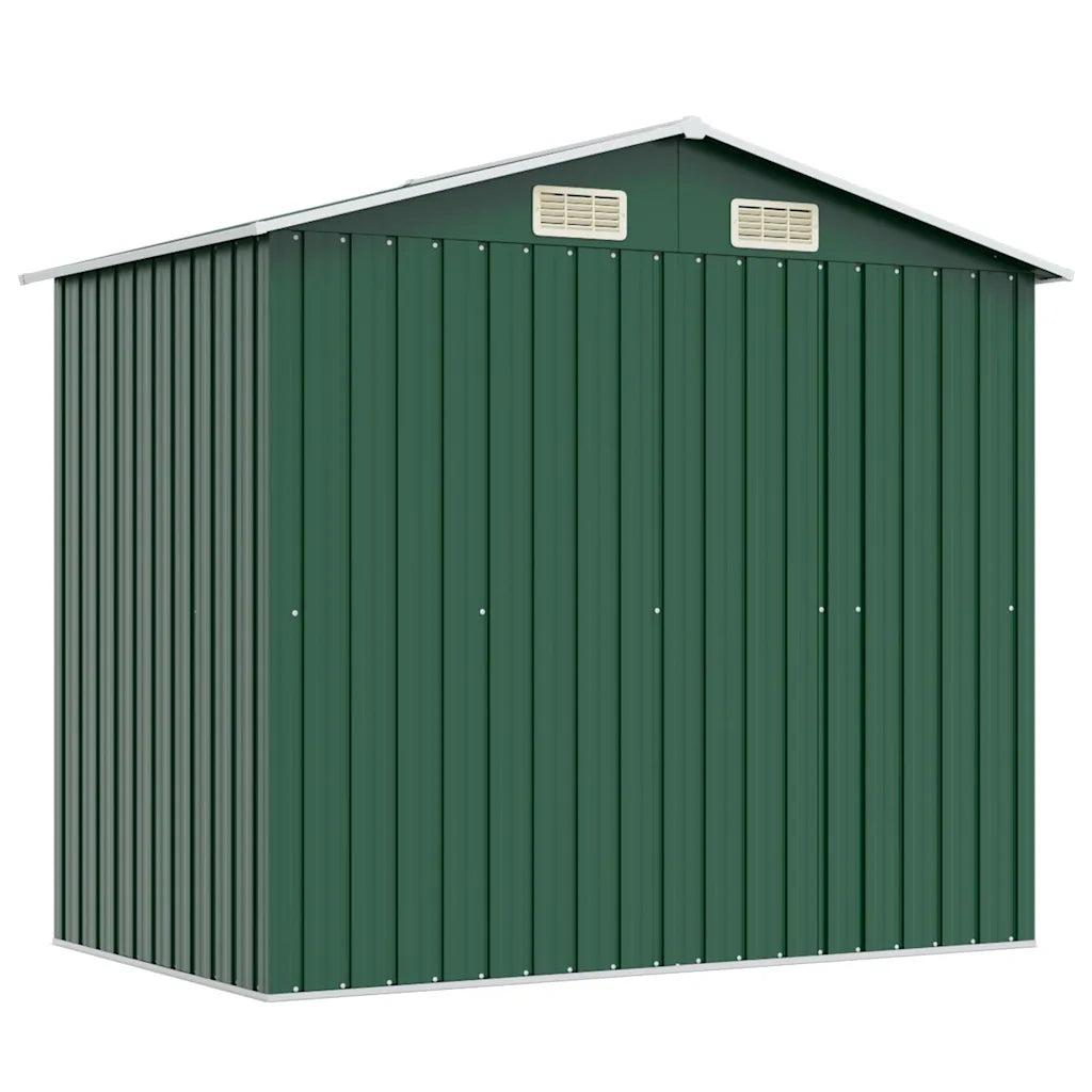 Magazie metalică de grădină, 204 x 132 x 186 cm, verde
