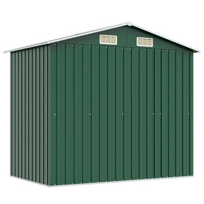 Magazie metalică de grădină, 204 x 132 x 186 cm, verde