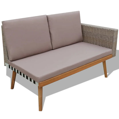 Set mobilier de grădină cu perne, 4 piese, gri, poliratan