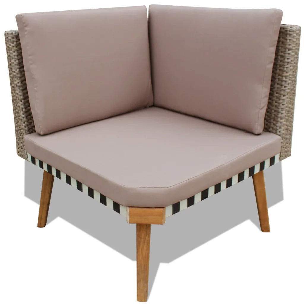 Set mobilier de grădină cu perne, 4 piese, gri, poliratan