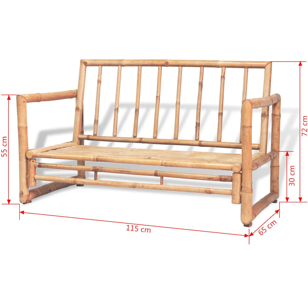 Set mobilier de grădină cu perne, 4 piese, bambus