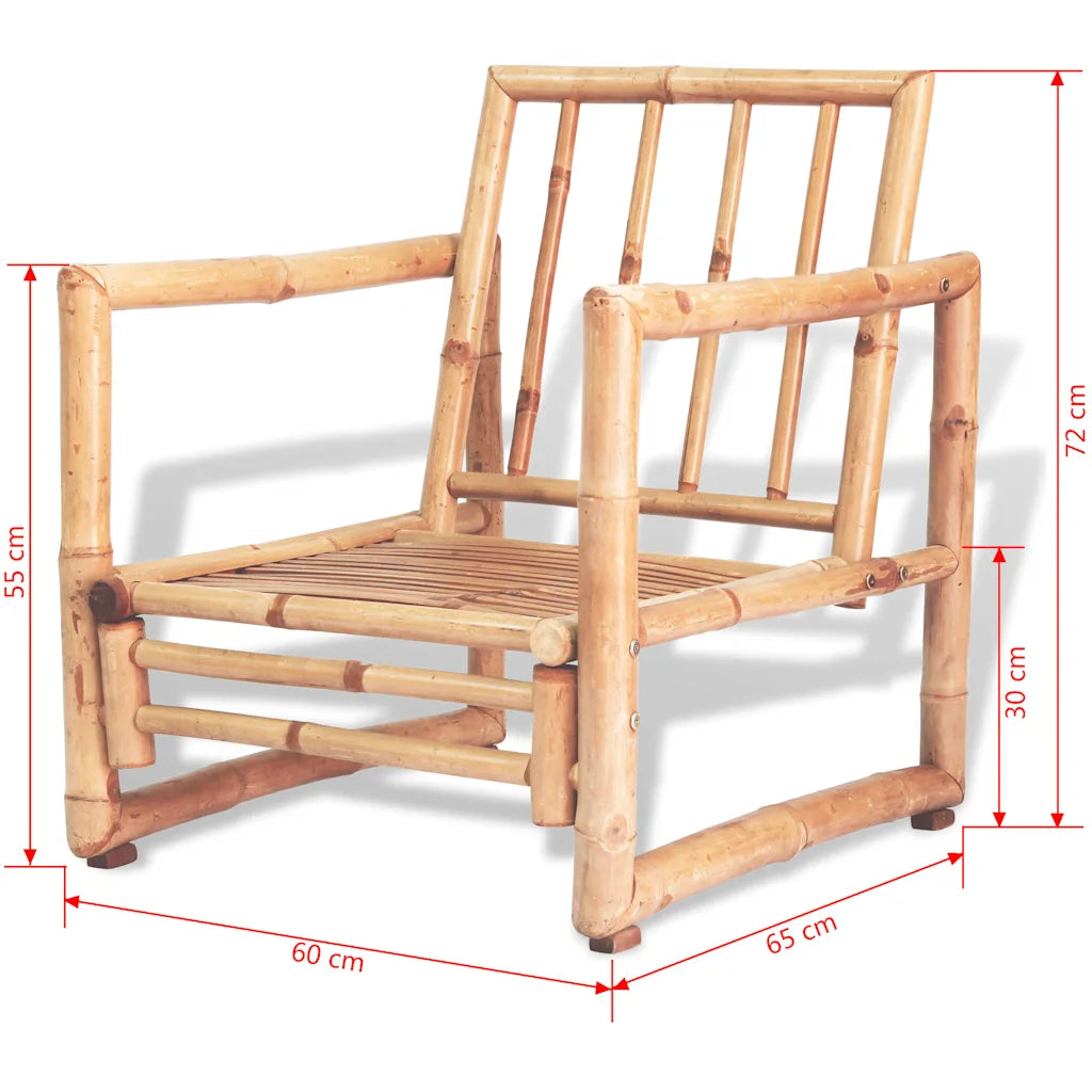 Set mobilier de grădină cu perne, 4 piese, bambus