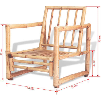 Set mobilier de grădină cu perne, 4 piese, bambus