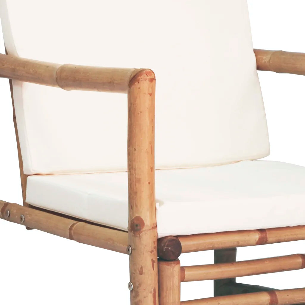 Set mobilier de grădină cu perne, 4 piese, bambus