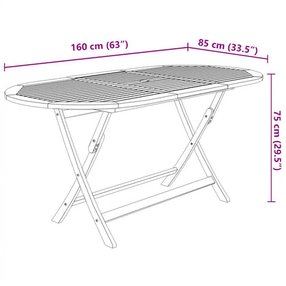 Set mobilier de exterior pliabil, 9 piese, lemn masiv de acacia