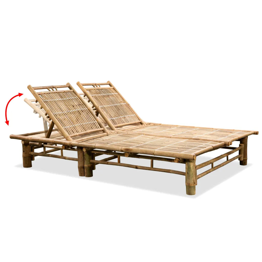 Șezlong de plajă pentru 2 persoane, bambus