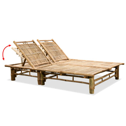 Șezlong de plajă pentru 2 persoane, bambus